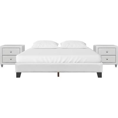 Acton Platform Bed, King, White with 2 Nightstands by Camden Isle in White (Size KING)