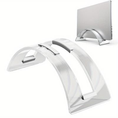 TEMU Acrylic Laptop Stand | Clear Material | Sleek, Space-saving Design With Metal Clamp | Portable Desk Mount For Notebooks & Tablets | Modern Minimalist Style | Ideal For Home And Office Use