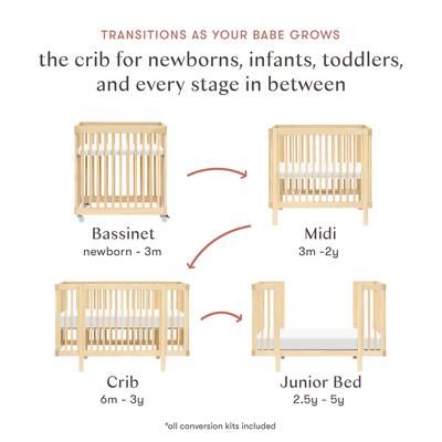 Babyletto Pogo 8-in-1 Convertible Crib w/All-Stages Conversion Kits - Blonde