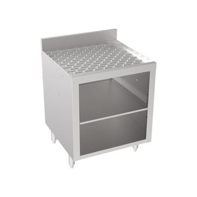 Krowne 18-GSB3 Silver Series Under Bar Glass Storage Unit - Open Base, 3" Back Splash, 24" x 22 1/2", Stainless Steel