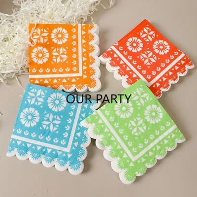 25Pcs/bag Colorful Mexican Fiesta Theme Paper Napkins Disposable Tissues Towel for Cinco De Mayo Birthday Party Decoration