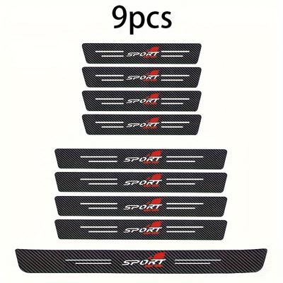 TEMU 9pcs Universal Fit Resin Car Door Sill Protectors - Self-adhesive Scratch-resistant Welcome Mats For All Vehicles