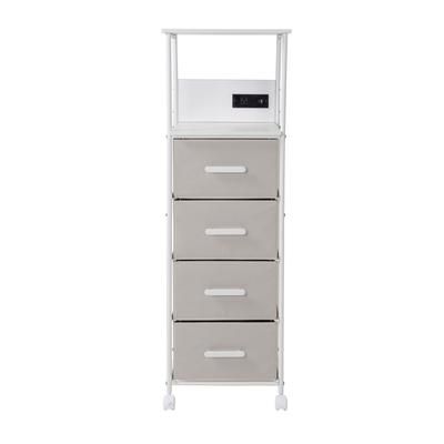 4-Drawer Cart With Charging Station by Honey-Can-Do in White