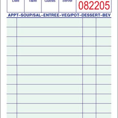 National Check 210 Guest Check, 1 Part, Case of 100 - Case of 10000