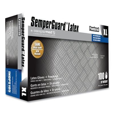 SemperGuard INDPS105BX Latex Powdered Gloves, Cream, X-Large, 100/Box - Box of 100