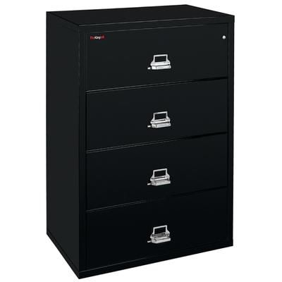Fireking Ul 1-Hour 22-1/8"w X 37-1/2"d Lateral 4-Drawer Fireproof File Cabinet, Black, White Glove Delivery