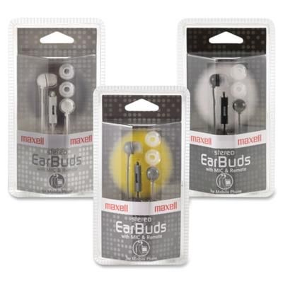 Maxell In-Ear Earbuds With Microphone And Remote - Stereo - Mini-Phone (3.5Mm) - Wired - 16 Ohm - 20 Hz - 20 Khz - Earbud - Binaural - Open