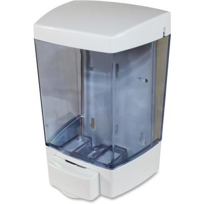 Genuine Joe Liquid Soap Dispenser - Manual - 1.44 Quart Capacity - See-Through Tank, Water Resistant - White - 1Each