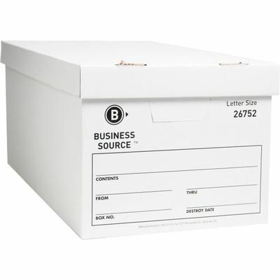 Business Source Light-Duty Storage Boxes With Lift-Off Lids, Letter Size, 12" X 24" X 10", White, Box Of 12