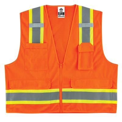 Ergodyne Glowear Safety Vest, 2-Tone Surveyors, Type-R Class 2, Large/x-Large, Orange, 8248Z