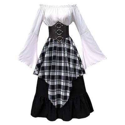 Retrò Vintage Medievale Gonna Camicia Manica a Campana Manica a Palloncino Vichingo Elfico Costume Per donna Celtico Costumi da pirata Fantasia Halloween Carnevale Mascherata Casual Quotidiano LARP