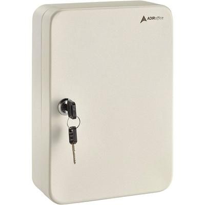 AdirOffice Steel Secure Key Cabinet with Key Lock, 48-Key, 7.1 x 3.1 x 10, Stainless Steel 304, White (ALHI68148WHI)