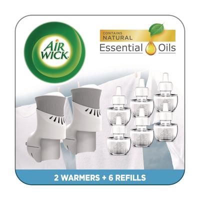 Air Wick Plug-in Scented Oil Starter Kit, Fresh Linen, 0.67 oz, 8/Pack (RAC01914CT)
