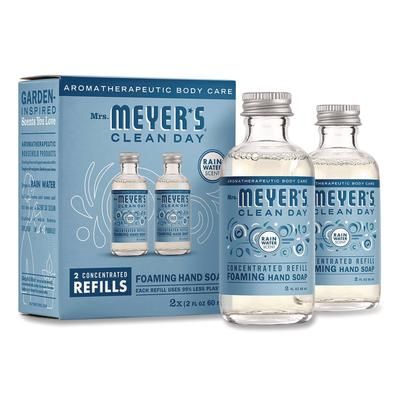Mrs. Meyer's Clean Day Concentrated Foaming Hand Soap Dispenser Refill, Rain Water, 2 oz Bottle, 2/Pack (MTH355609)