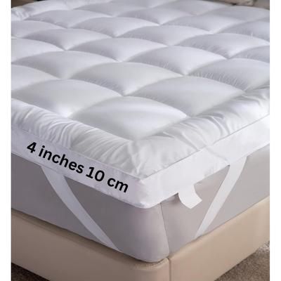 TEMU 4as Microfibre Mattress Topper 4 Inch/10cm 1100 Gsm Heavy Fill Super Soft And Fluffy Hand Filled Single Double King Super Stitched