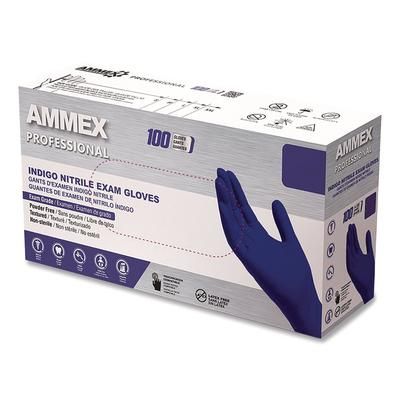 AMMEX Professional Nitrile Exam Gloves, Powder-Free, Small, Indigo, 100/Box (AXCAINPF42100BX)