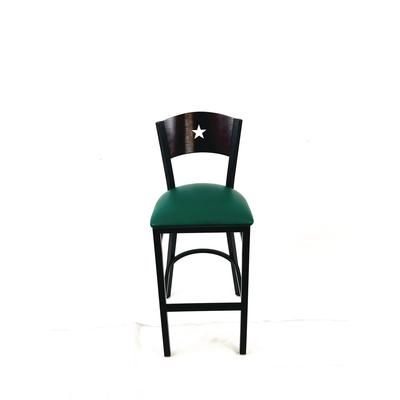 JMC Furniture Liberty Series Barstool, Supports Up to 300 lb, 28.5" Seat Height, Green Seat, Dark Mahogany Back, Black Base (JMCLBBVGRNB)
