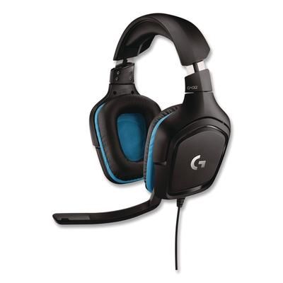 Logitech G432 7.1 Surround Sound Wired Gaming Binaural Over The Head Headset, Black/Blue (LOG24383954)