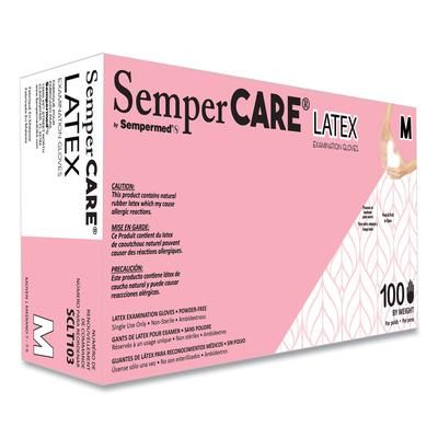 SemperCare(R) Latex Examination Gloves, Cream, Medium, 100/Box (SEZSCLT103BX)