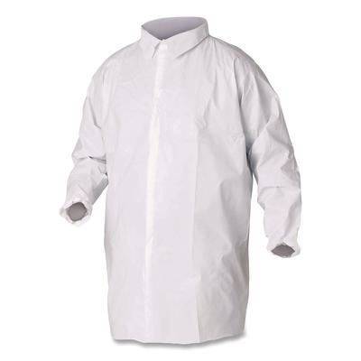 KleenGuard A40 Lab Coats, Elastic Wrists, No Pocket, Medium, White, 30/Carton (KCC44442)