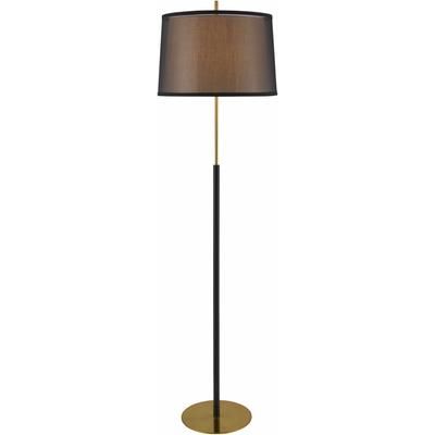Pozzolengo 63"H x 11"W x 11"D Traditional Black/Metallic - Brass/Beige/Metallic - Nickel Floor Lamp - Boutique Rugs