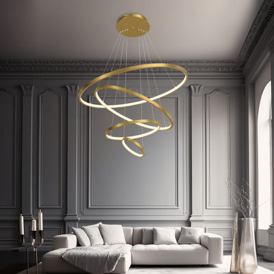 Janet | Modern Hanging Chandelier | Warm White (3000k) / 4 Rings / Black Ash | MOD LIGHTING