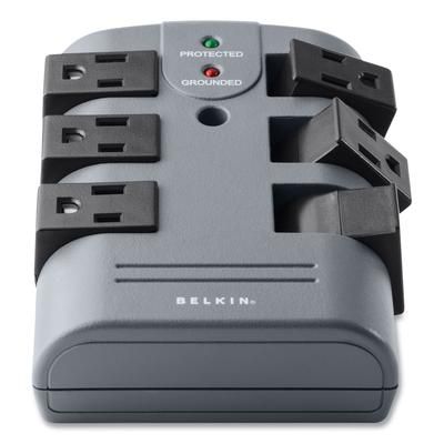 Belkin Pivot Plug Surge Protector, 6 AC Outlets, 1,080 J, Gray (BLKBP106000)