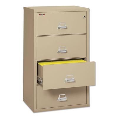 FireKing Insulated Lateral File, 4 Legal/Letter-Size File Drawers, Parchment, 31.13" x 22.13" x 52.75", 260 lb Overall Capacity (FIR43122CPA)