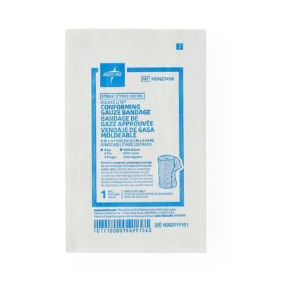 Medline Bulkee Lite Sterile Gauze Bandage, 4" x 4.1 yd., 12/BX (NON27498H)