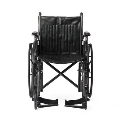 Medline 18" Wide K1 Basic Vinyl Wheelchair with Swing-Back Desk-Length Arms and Swing-Away Footrests, 1 EA (K1186V22S)