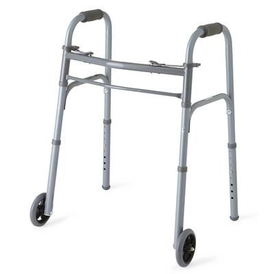 Medline 2-Button Folding Basic Steel Junior Walker with 5" Wheels, 4/CS (MDS86410JW54B)
