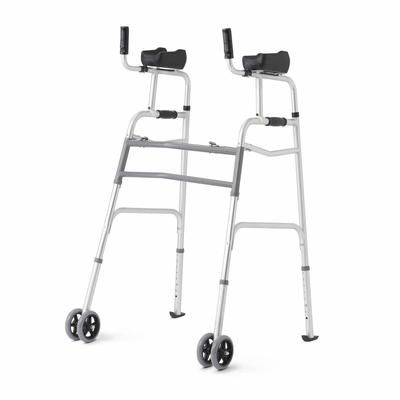Medline Aluminum Upright Folding Walker with 5" Wheels, Adult, 1 EA (MDSUPWALK)