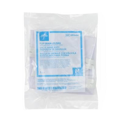 Medline Urinary Leg Bags with Elastic Straps, Flip-Drain Spout, Size M, 20 oz., 48/CS (URO5454)
