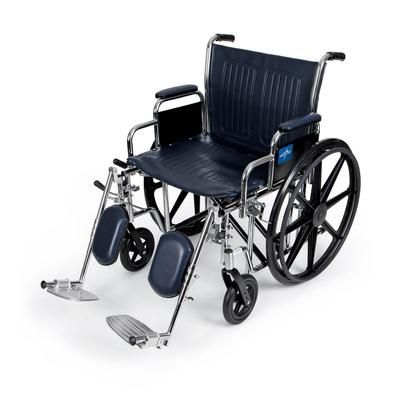 Medline Excel Extra-Wide Wheelchair, 20" Seat, Removable Desk-Length Arms, Elevating Leg Rests, 1 EA (MDS806750)