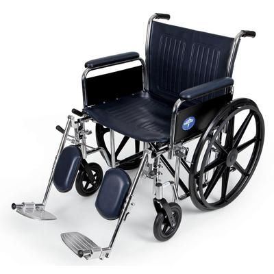 Medline Excel Extra-Wide Wheelchair, 24" Seat, Removable Full-Length Arms, Elevating Leg Rests, 1 EA (MDS806950FLA)