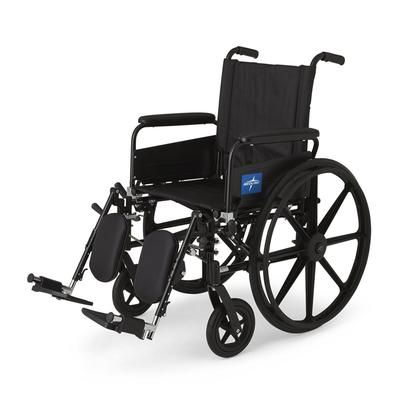 Medline K4 Lightweight Wheelchair with Full-Length Arms and Elevating Leg Rests, 300 lb. Weight Capacity, 18" Width, 1 EA (MDS806550FLA)