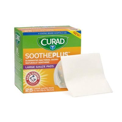 Curad SoothePlus 4" x 4" Gauze Pad, 25/Box, 1 EA (CUR204425AHH)