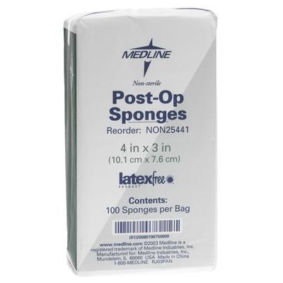 Medline Nonsterile Post-Op Top Sponge Gauze Pads, 4" x 3", 100/Pack, 2000/CS (NON25441)
