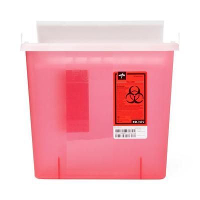 Medline Patient Room Sharps Container with Counter-Balance Lid, Translucent Red, 5 qt., 1 EA (MDS705153H)
