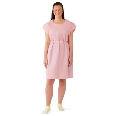Medline Reinforced Tissue Patient Gown, Tissue-Poly-Tissue, Disposable, Mauve, 30" x 42", 50/CS (NON24252)