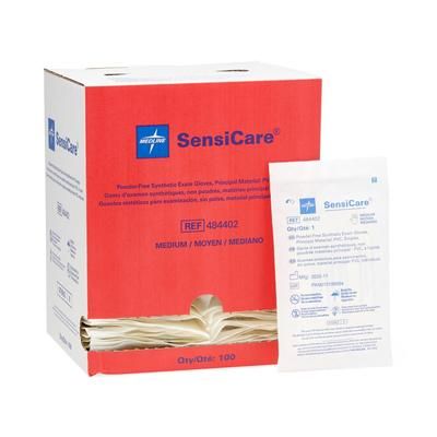 Medline SensiCare Sterile Powder-Free Stretch Vinyl Exam Gloves, Singles, Size M, 100/BX (484402Z)
