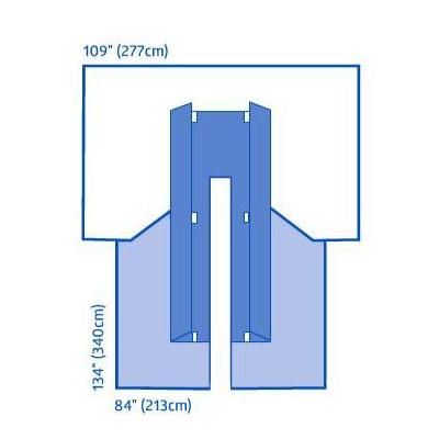 Medline Sterile Cardiovascular Split Drape with Clear Anesthesia Screen, 109" x 134" x 84", 8/CS (DYNJP4006)