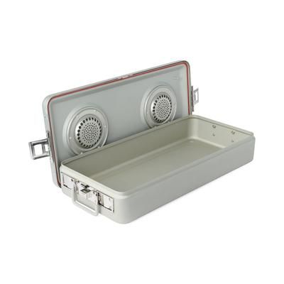 Medline Steriset Sterilization Container, Full-Size, Flat Bottom, Aluminum Lid, Gray Handle, 23.5" x 10.8" x 4.5", 1 EA (WAG2V11ASA)