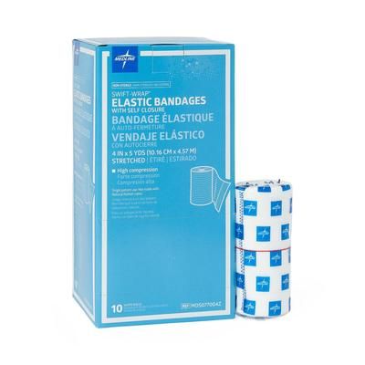 Medline Swift-Wrap Elastic Bandage with Self-Closure, 4" x 5 yd., 50/CS (MDS077004)