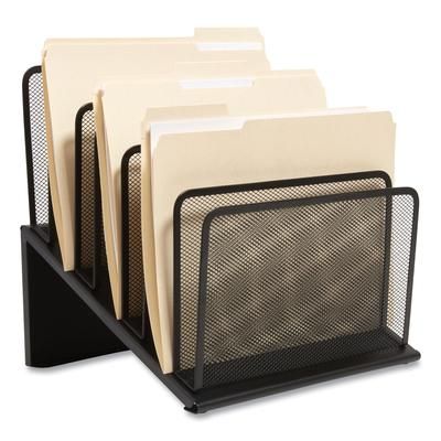 TRU RED Wire Mesh Incline Sorter, Open Design, 7 Sections, Letter-Size, 11.41 x 11.41 x 11.02, Matte Black (TUD24402458)
