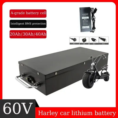 60V 20Ah 30Ah 40Ah Electric Vehicle Lithium Battery 600W-1200W Suitable for Harley Two-Wheel Foldable Citycoco Electric Scooter