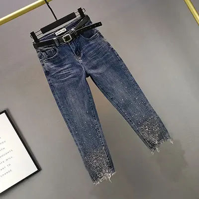Jean biscuits fin pour femme, coupe slim, taille haute, jean court assressenti, été 2024