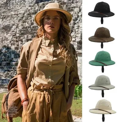 Chapeau de soleil en paille pour femme, couvre-chef d'été parent-enfant, couvre-chef de l'armée de la guerre du Vietnam, safari, jungle, mineurs, casquette britannique