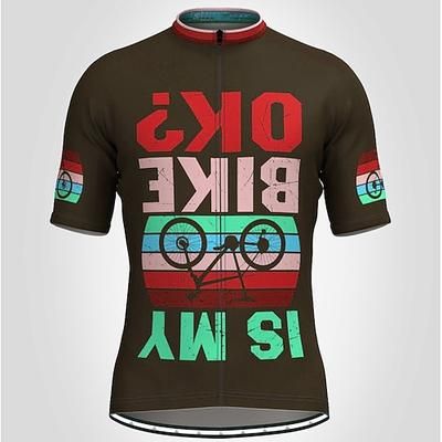 Per uomo Maglia da Ciclismo Grafico Lettere Numeri Manica Corta Bicicletta Top con 3 tasche posteriori Mountain Bike MTB Ciclismo su strada Asciugatura Rapida Strisce Riflettenti Tasca Posteriore