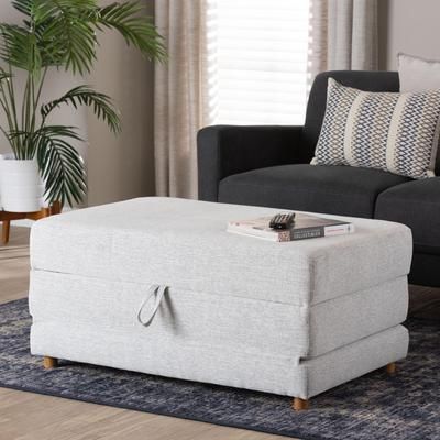 Sabriel Modern Light Grey Fabric Convertible Sleeper Ottoman by Wholesale Interiors INC in Light Grey/oak Brown (Size ONE SIZE)